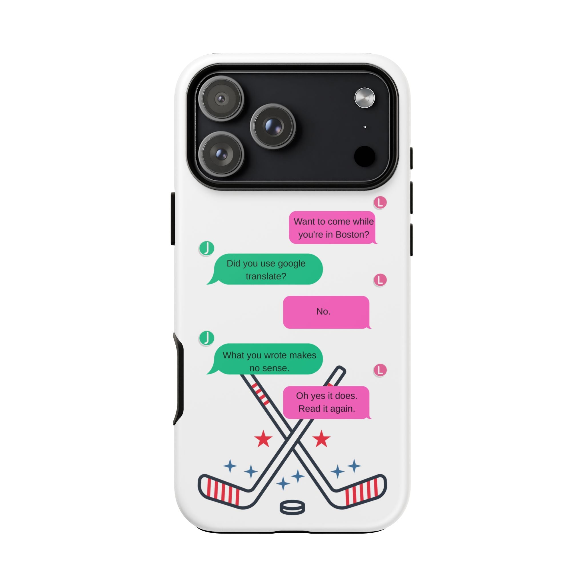 Heated Rivalry Inspired Hockey Text Message iPhone Case Tough Protective Romance Design