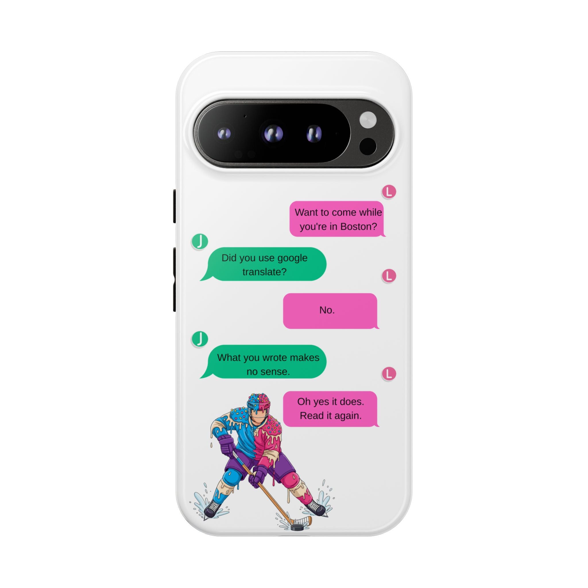 Heated Rivalry Inspired Hockey Text Message iPhone Case Tough Protective Romance Design