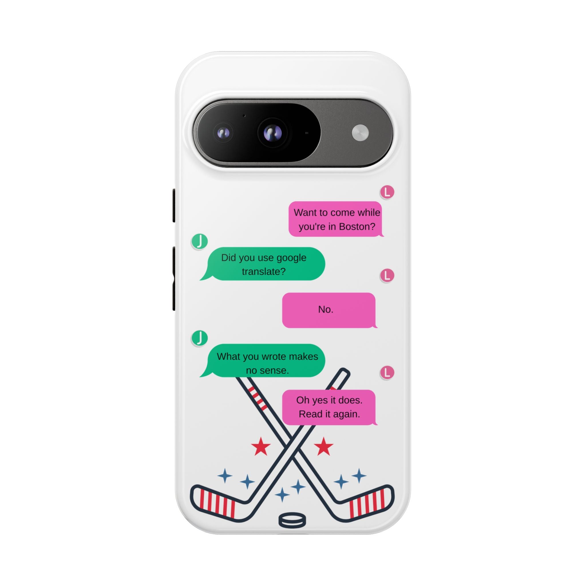 Heated Rivalry Inspired Hockey Text Message iPhone Case Tough Protective Romance Design