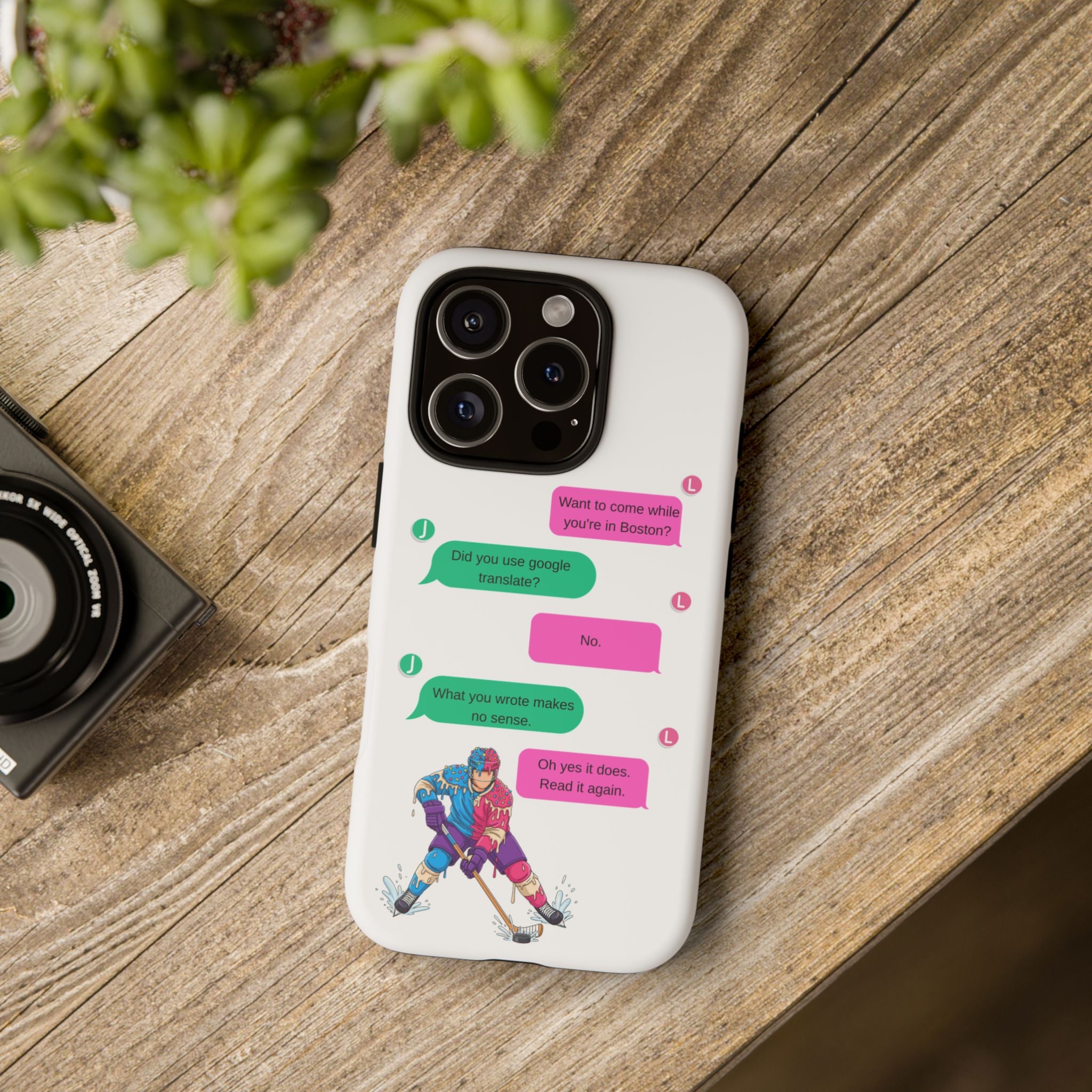 Heated Rivalry Inspired Hockey Text Message iPhone Case Tough Protective Romance Design