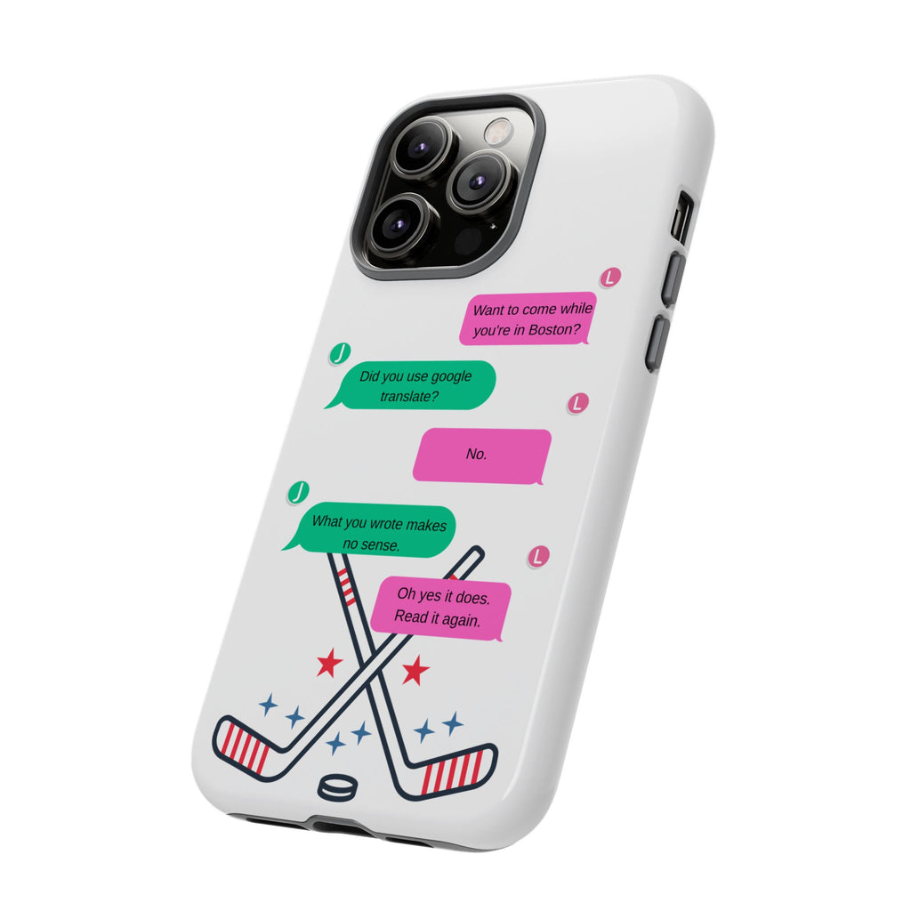 Heated Rivalry Inspired Hockey Text Message iPhone Case Tough Protective Romance Design
