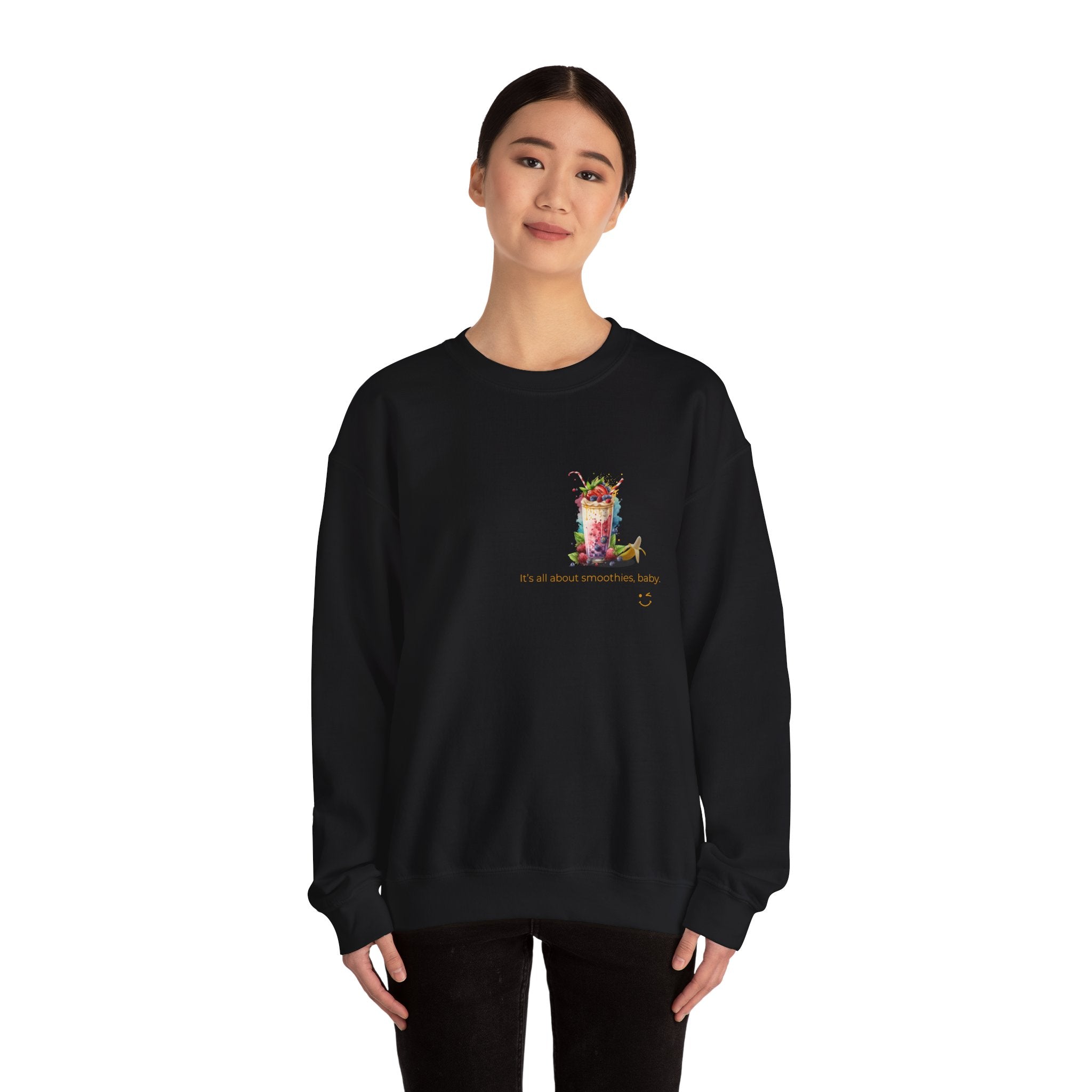 Banana Smoothie Graphic Sweatshirt with DTG Print Soft Cotton Crewneck