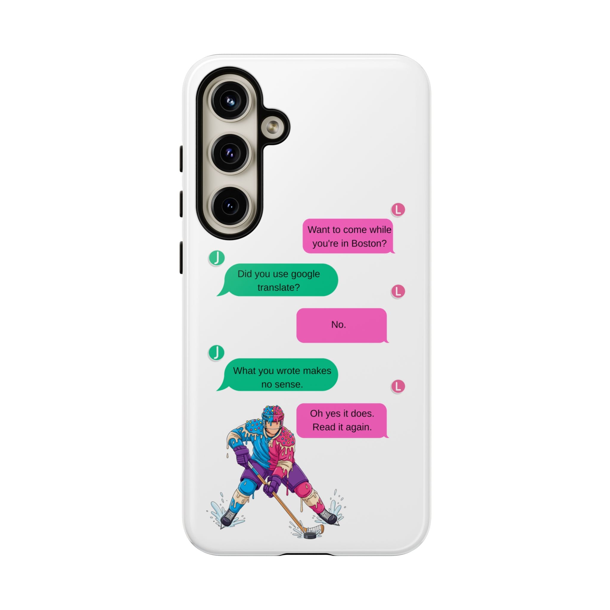 Heated Rivalry Inspired Hockey Text Message iPhone Case Tough Protective Romance Design
