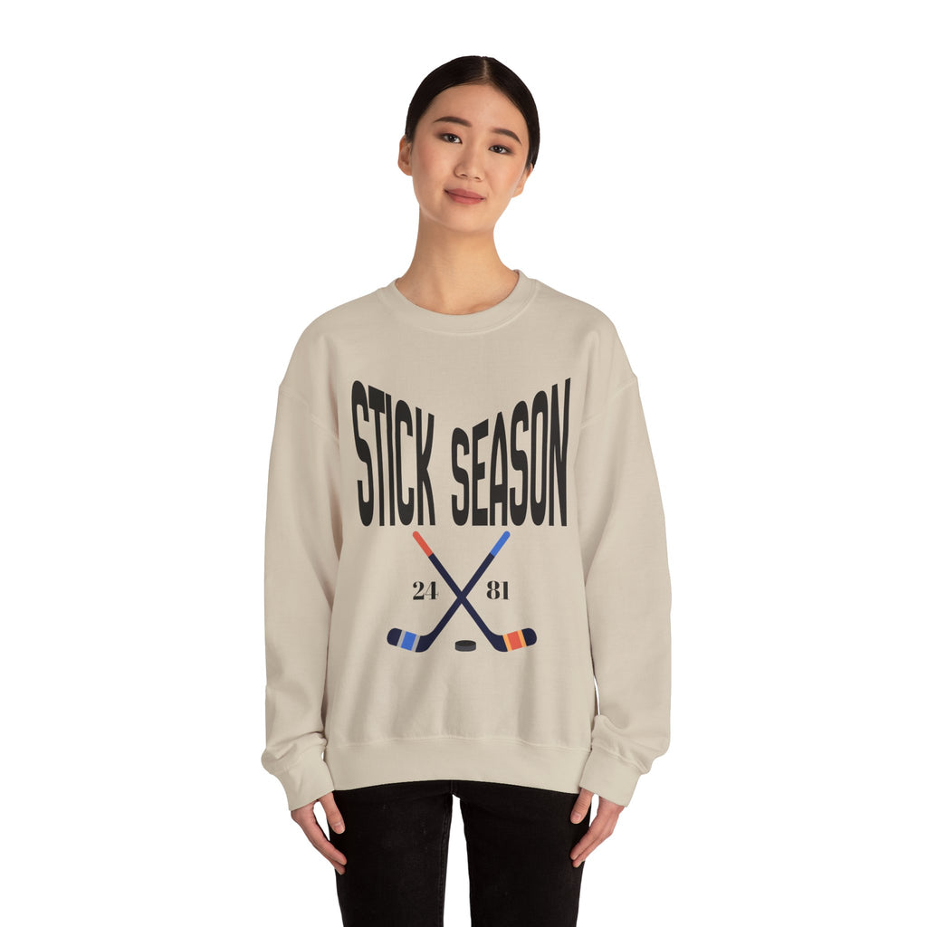 Stick Season hockey crewneck sweatshirt | crossed hockey sticks graphic