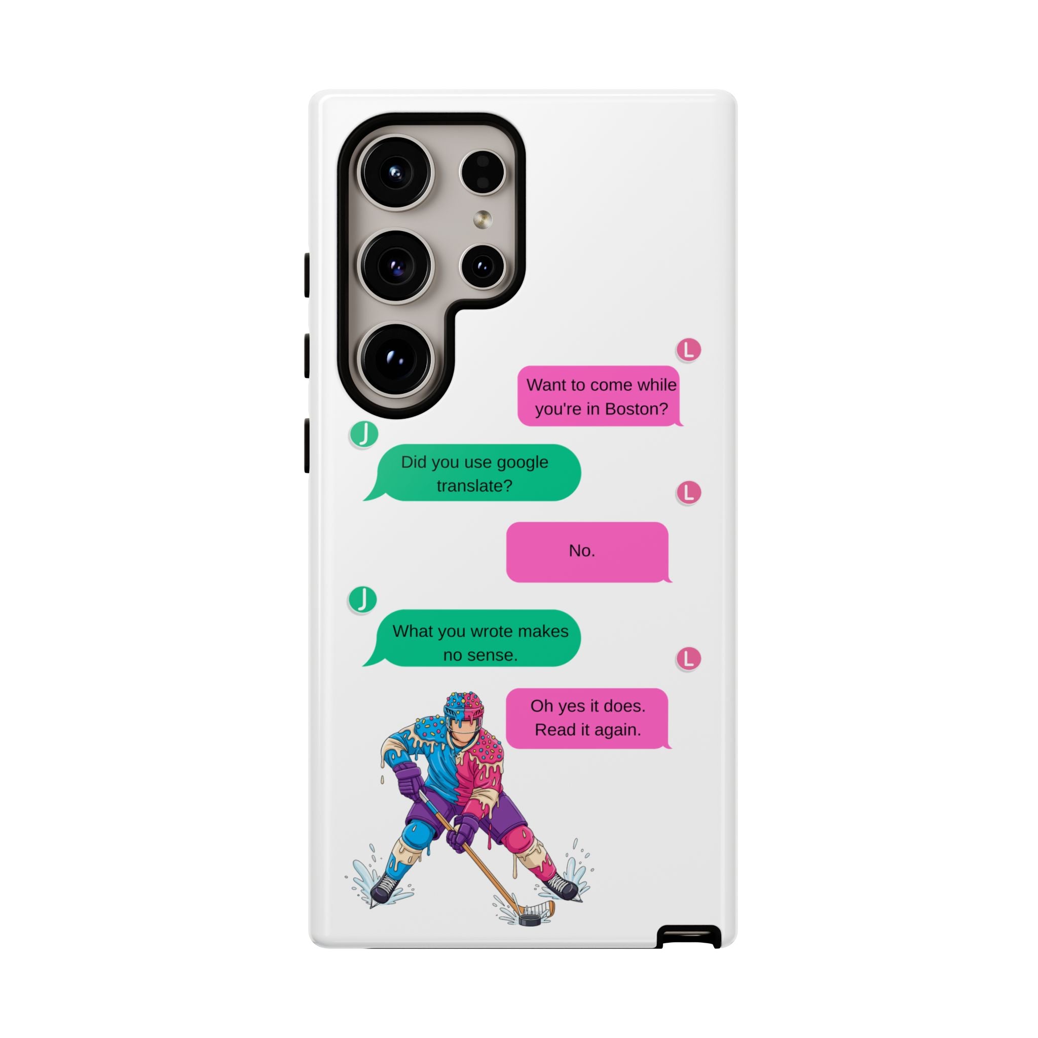 Heated Rivalry Inspired Hockey Text Message iPhone Case Tough Protective Romance Design