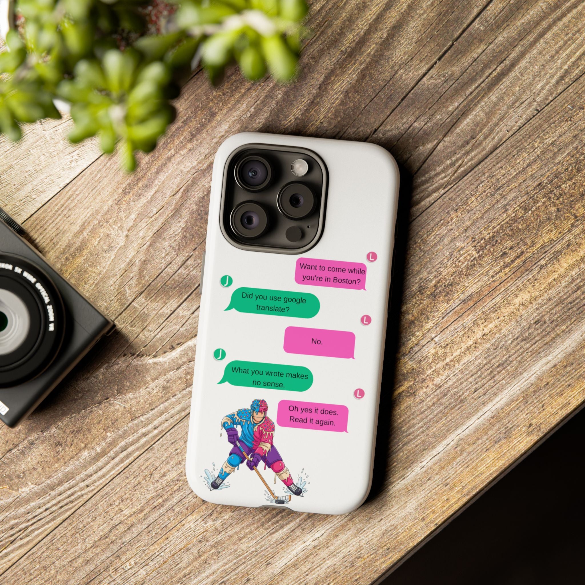 Heated Rivalry Inspired Hockey Text Message iPhone Case Tough Protective Romance Design