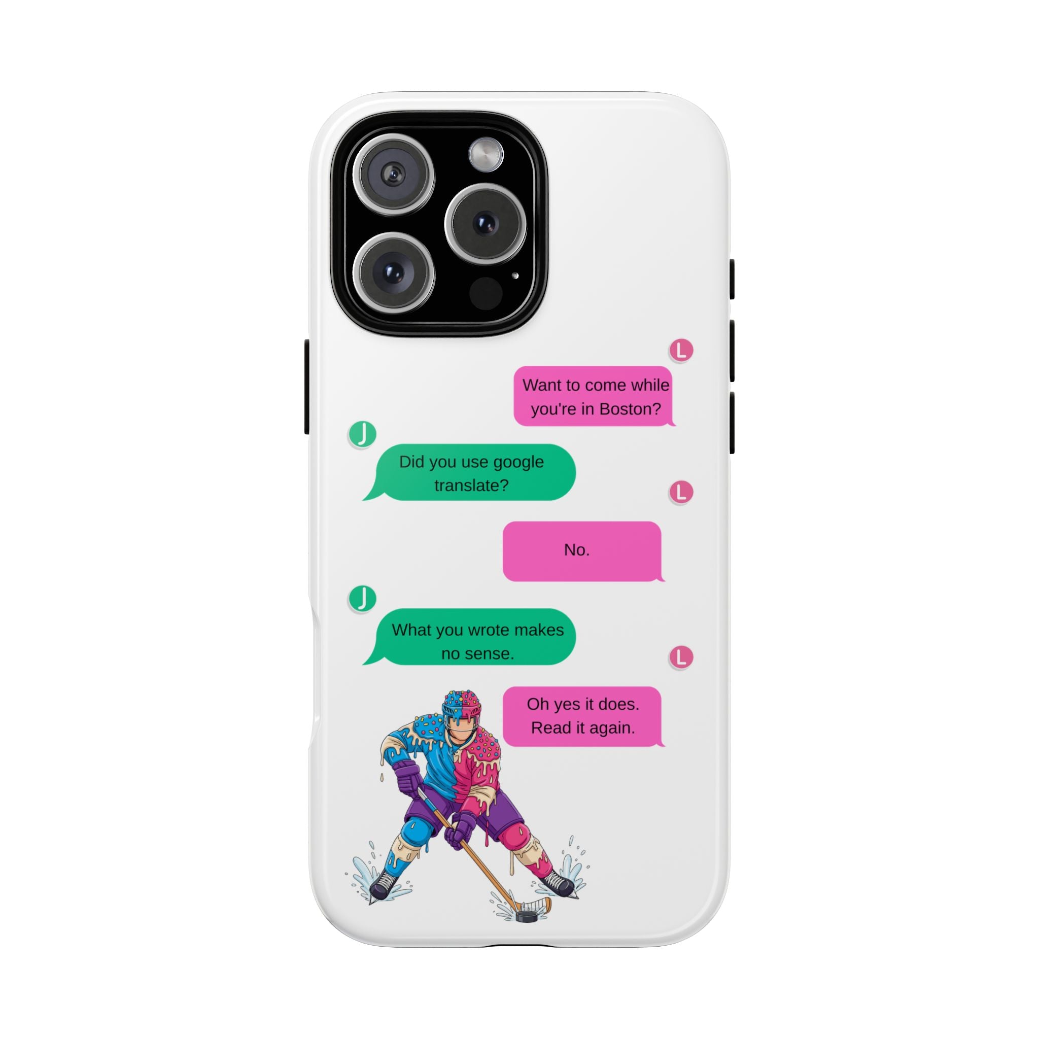 Heated Rivalry Inspired Hockey Text Message iPhone Case Tough Protective Romance Design
