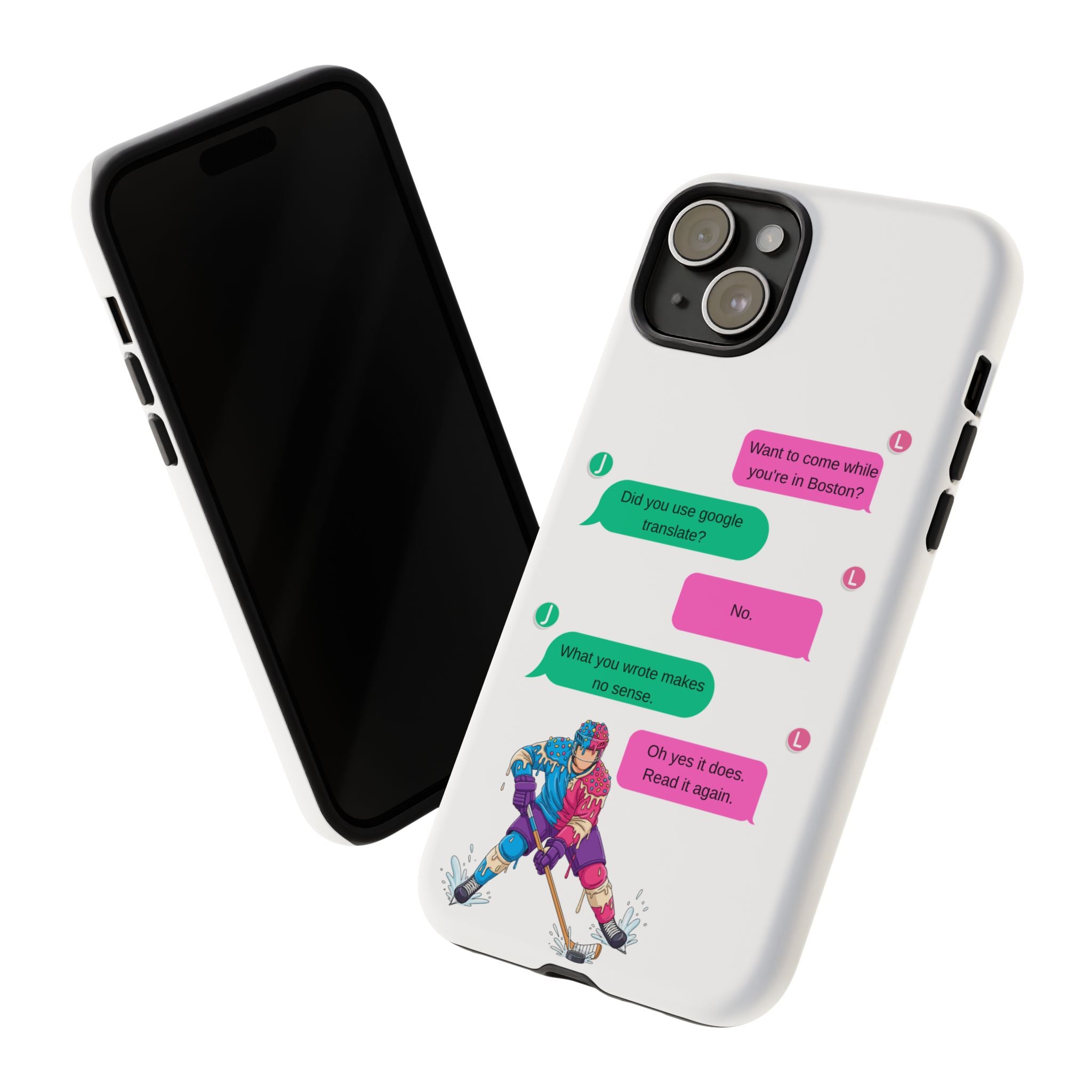 Heated Rivalry Inspired Hockey Text Message iPhone Case Tough Protective Romance Design