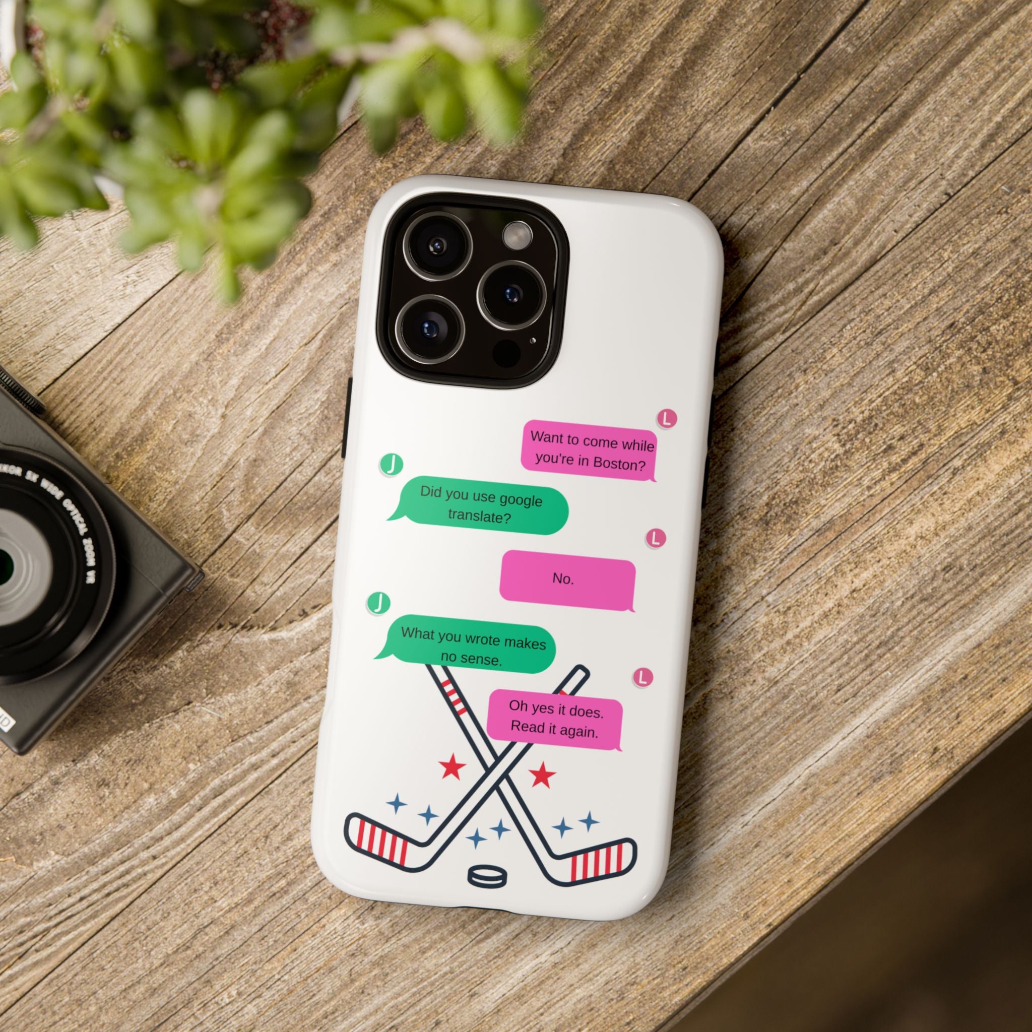 Heated Rivalry Inspired Hockey Text Message iPhone Case Tough Protective Romance Design