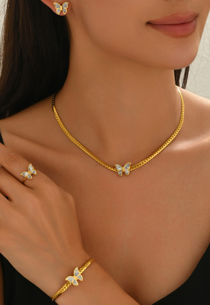 18K Gold Plated Butterfly Jewelry Set for Women