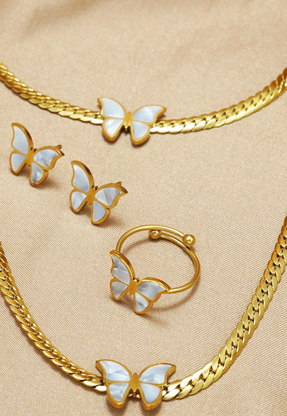 18K Gold Plated Butterfly Jewelry Set for Women