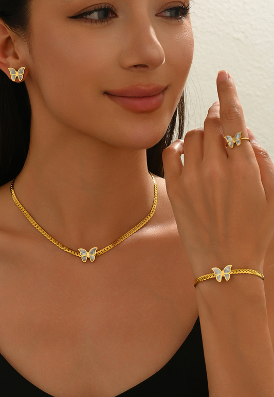 18K Gold Plated Butterfly Jewelry Set for Women