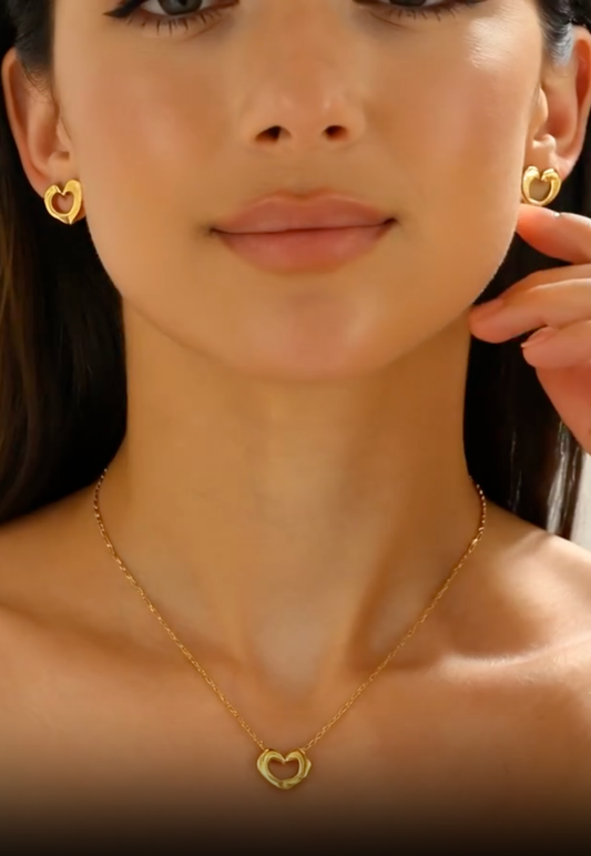 18K Gold Plated Heart Dolphin Jewelry Set