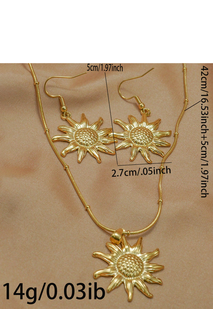 18K Gold Plated Sun Mirror Jewelry Set