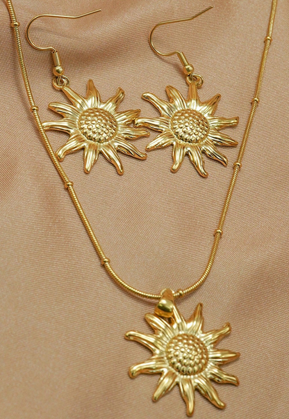 18K Gold Plated Sun Mirror Jewelry Set