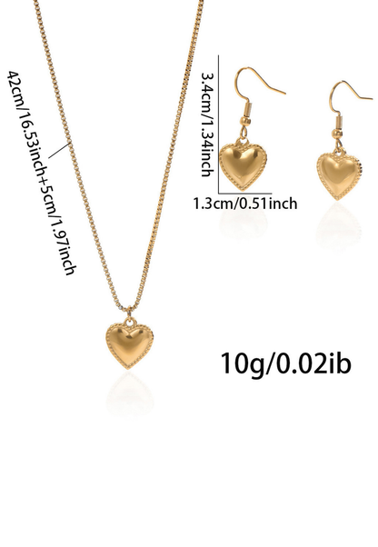 18K Gold Plated Symmetrical Heart Jewelry Set