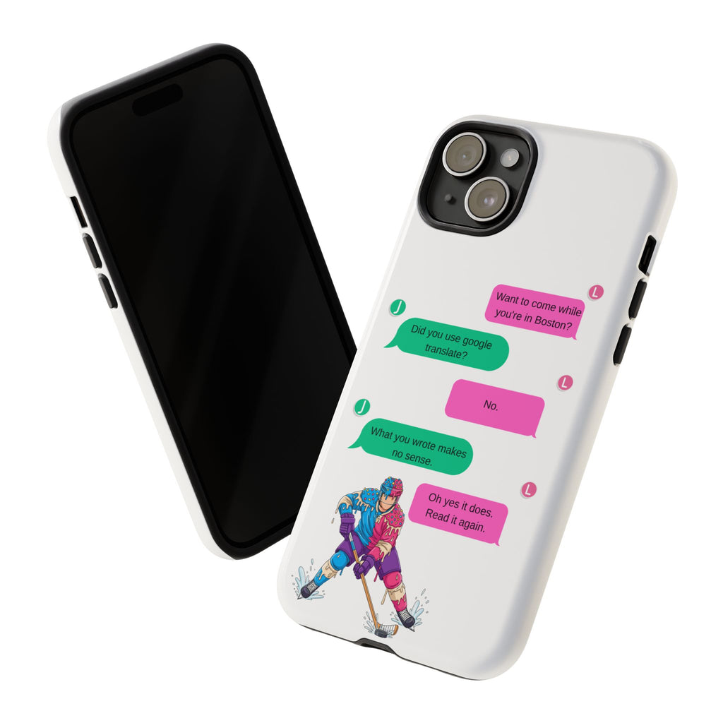 Heated Rivalry Inspired Hockey Text Message iPhone Case Tough Protective Romance Design