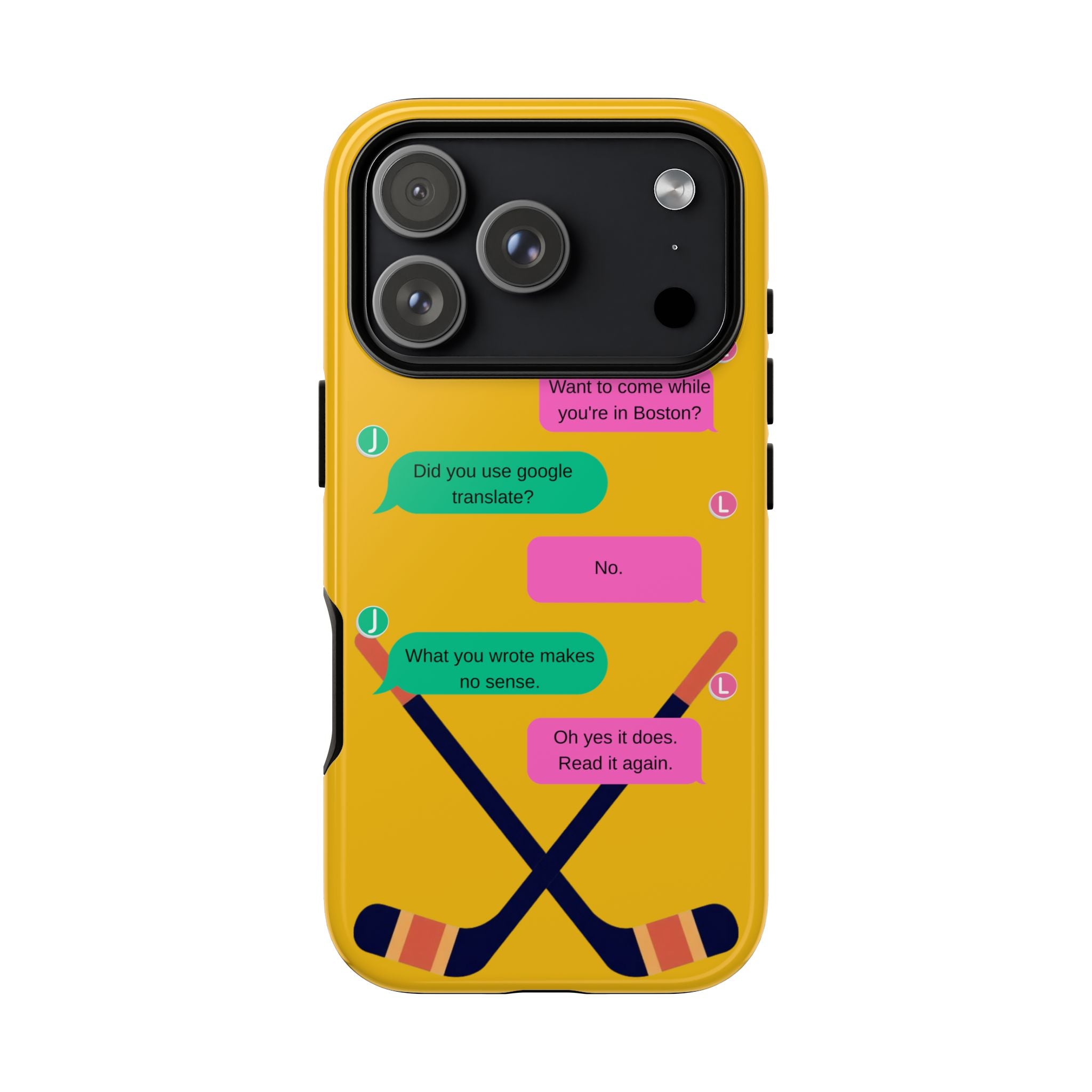 Heated Rivalry Inspired Hockey Text Message iPhone Case Tough Protective Romance Design