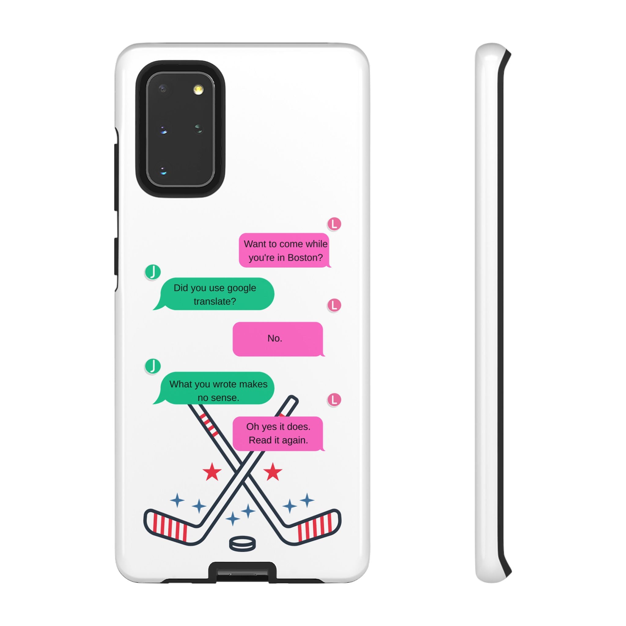 Heated Rivalry Inspired Hockey Text Message iPhone Case Tough Protective Romance Design