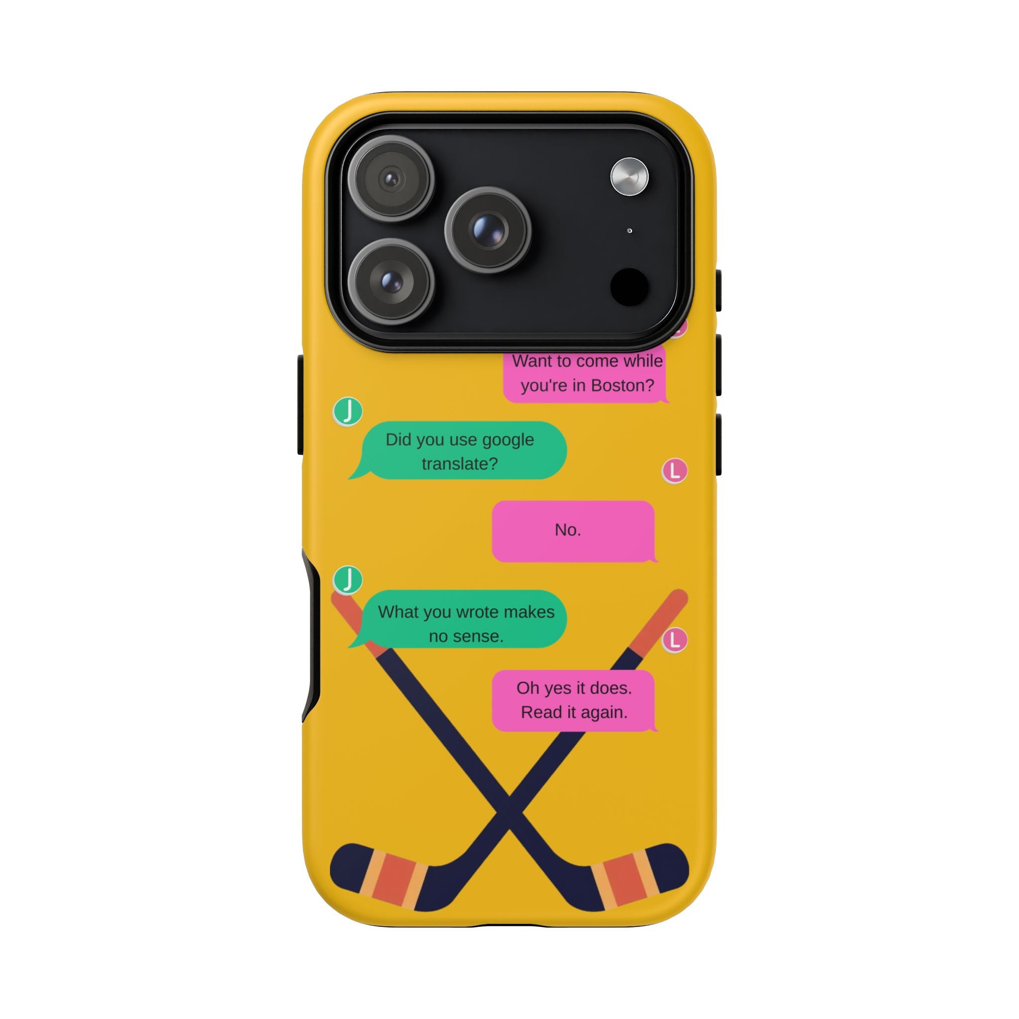 Heated Rivalry Inspired Hockey Text Message iPhone Case Tough Protective Romance Design