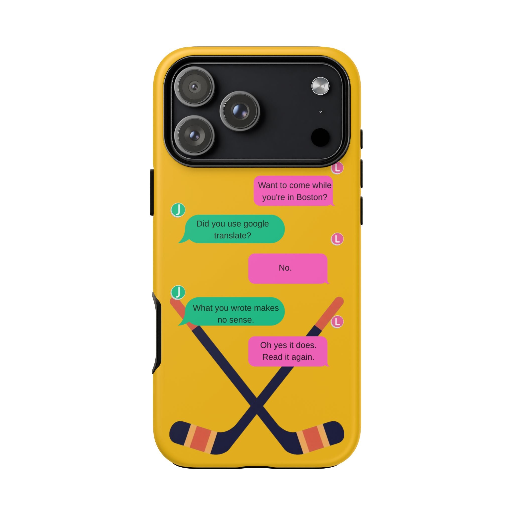 Heated Rivalry Inspired Hockey Text Message iPhone Case Tough Protective Romance Design