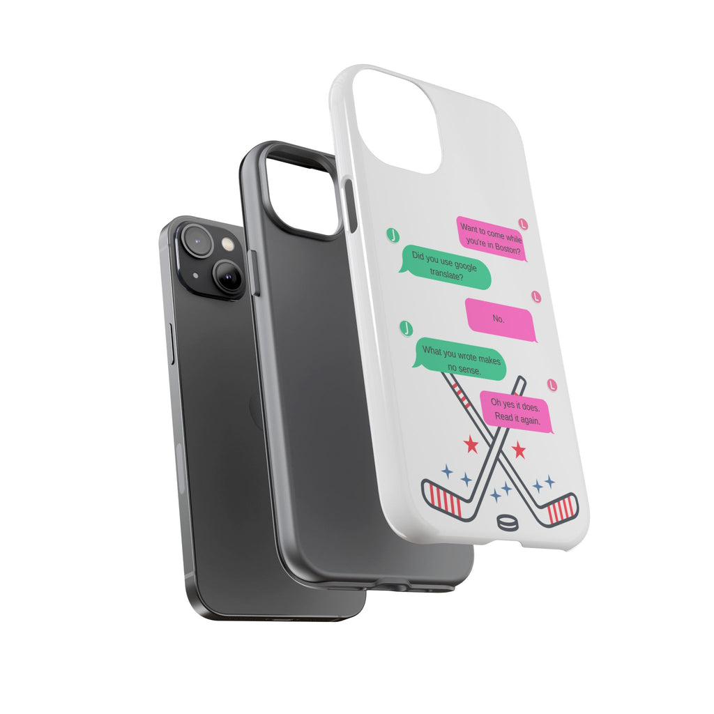 Heated Rivalry Inspired Hockey Text Message iPhone Case Tough Protective Romance Design