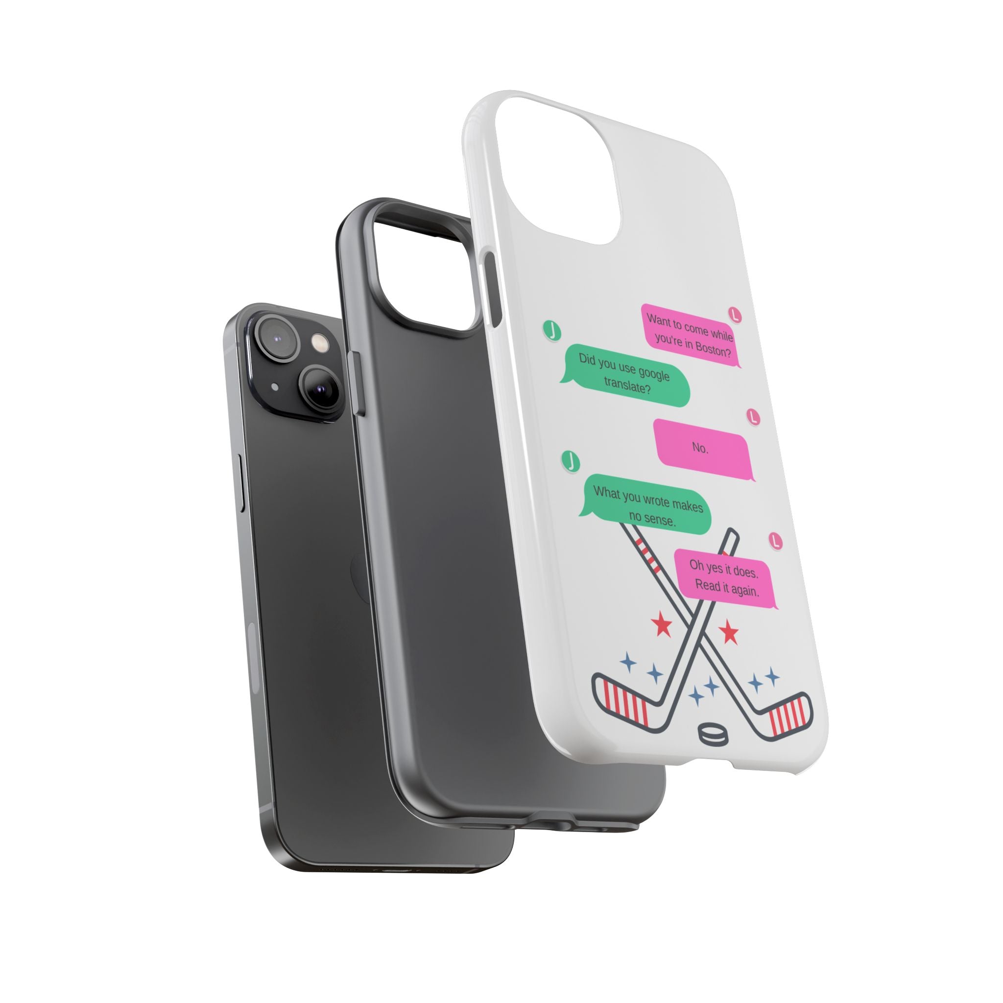 Heated Rivalry Inspired Hockey Text Message iPhone Case Tough Protective Romance Design