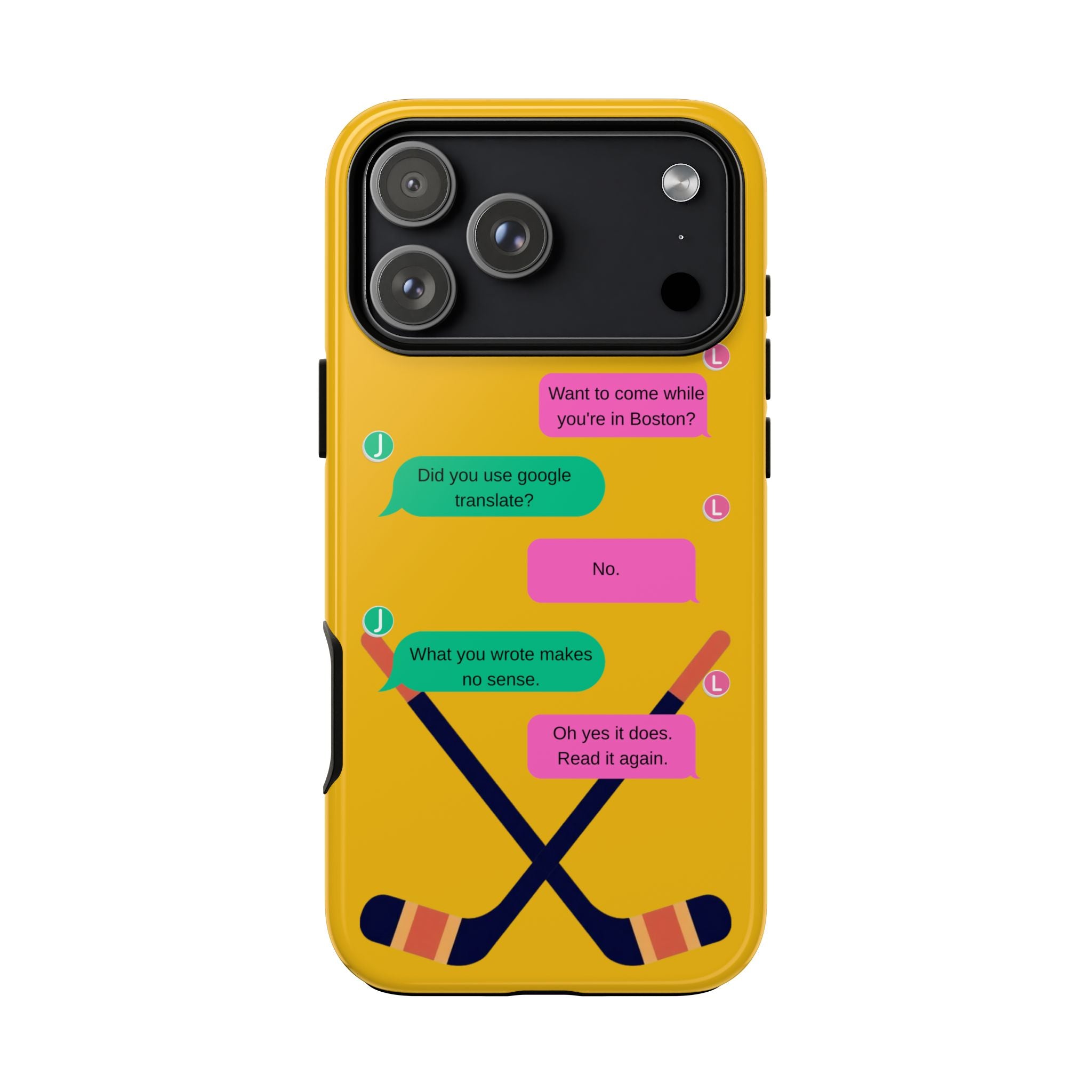 Heated Rivalry Inspired Hockey Text Message iPhone Case Tough Protective Romance Design
