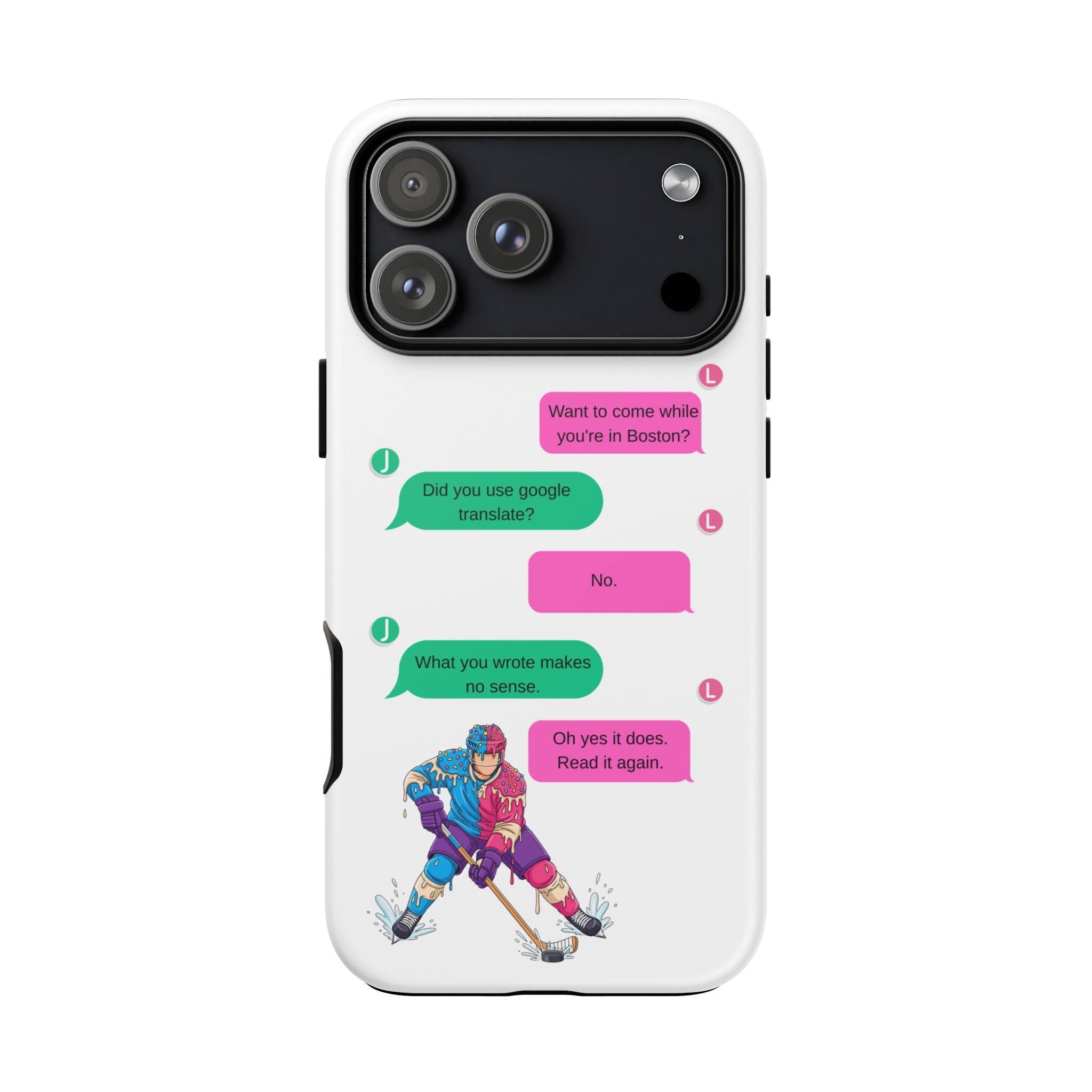 Heated Rivalry Inspired Hockey Text Message iPhone Case Tough Protective Romance Design