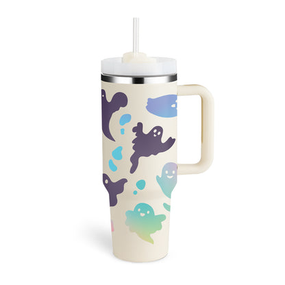 40 oz Insulated Tumbler with Handle & Straw – Spill-Proof Stainless Steel Travel Mug