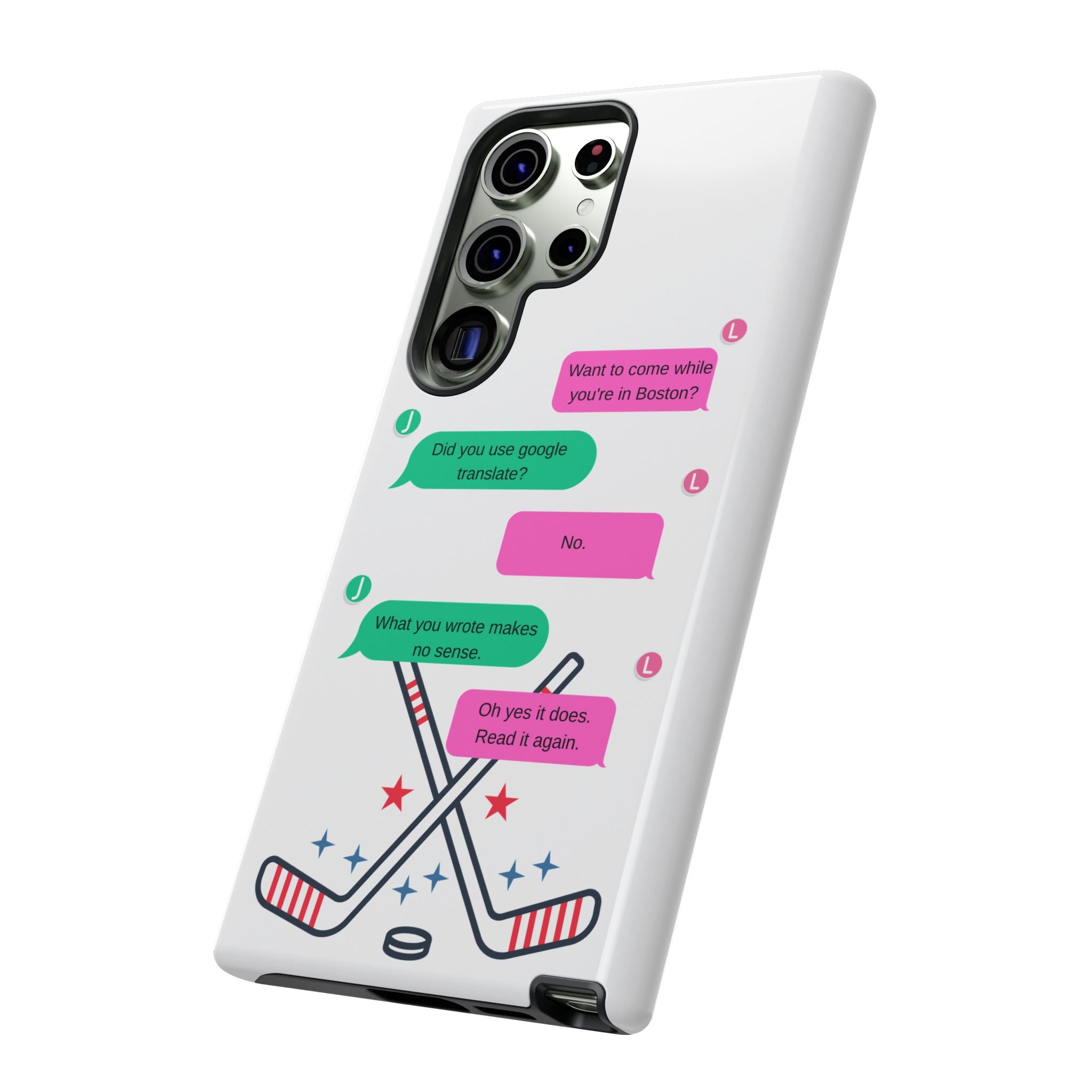 Heated Rivalry Inspired Hockey Text Message iPhone Case Tough Protective Romance Design