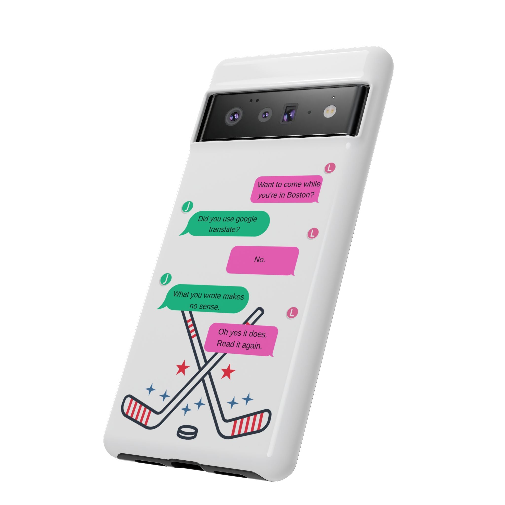 Heated Rivalry Inspired Hockey Text Message iPhone Case Tough Protective Romance Design