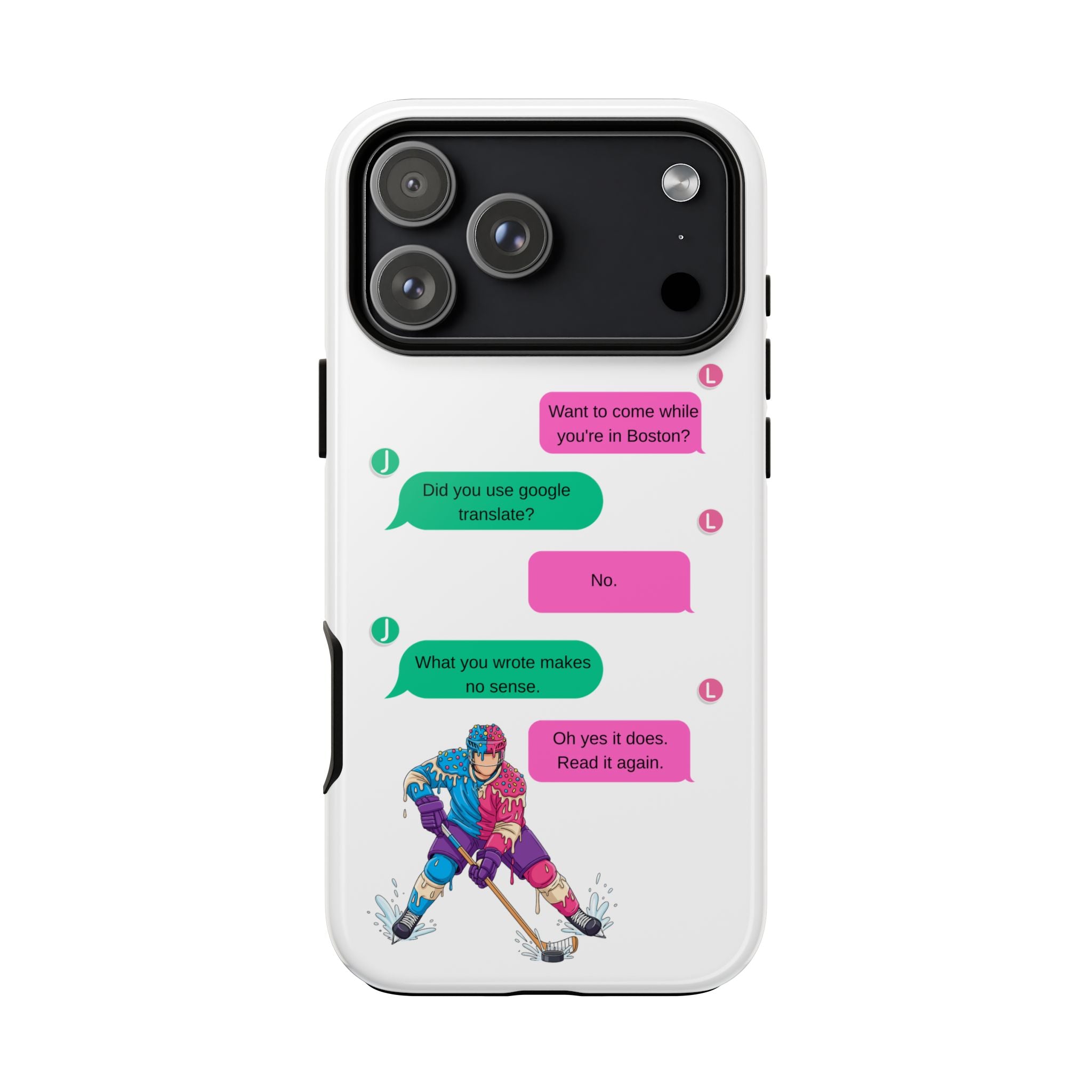 Heated Rivalry Inspired Hockey Text Message iPhone Case Tough Protective Romance Design