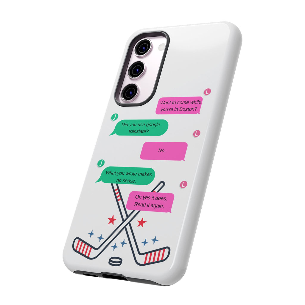 Heated Rivalry Inspired Hockey Text Message iPhone Case Tough Protective Romance Design