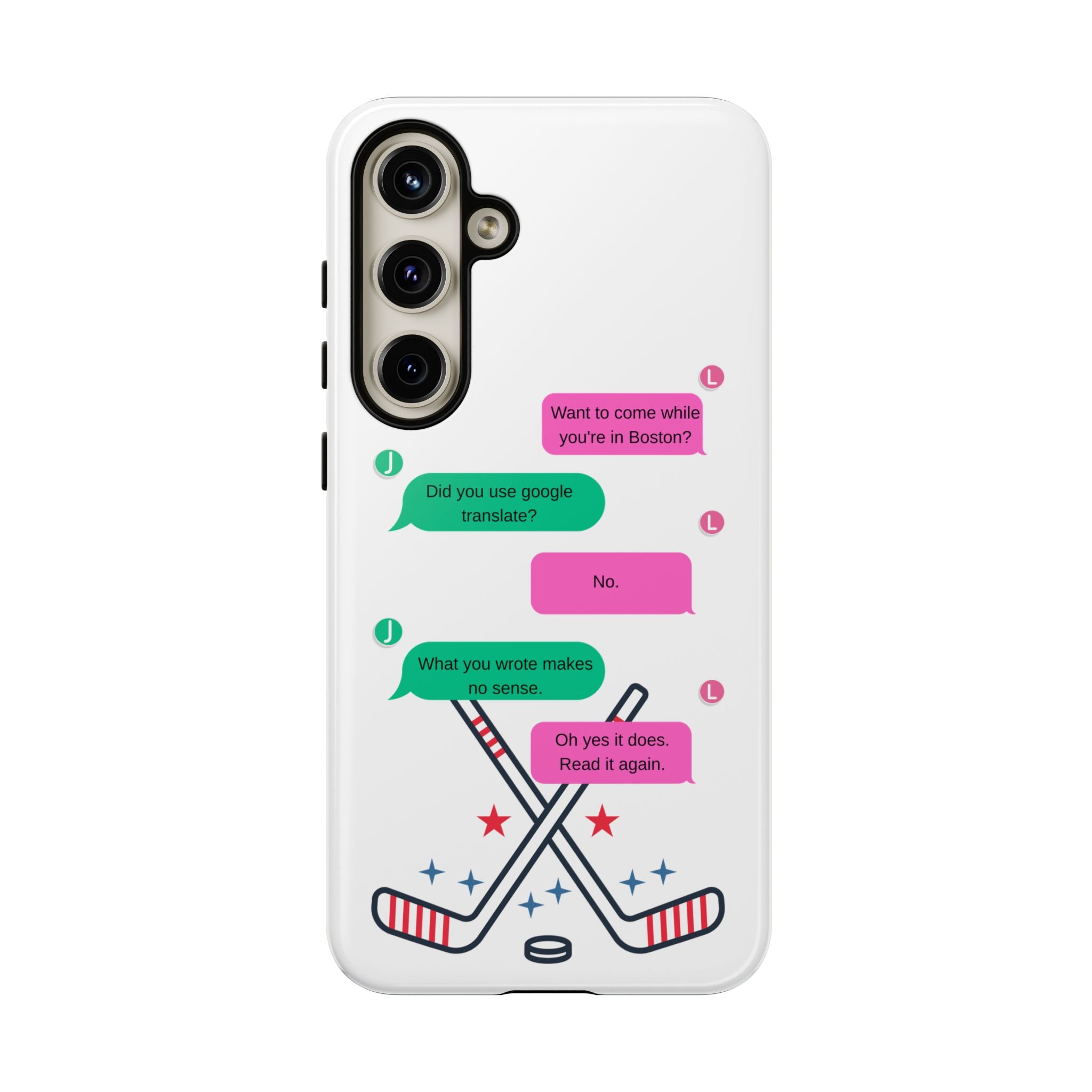 Heated Rivalry Inspired Hockey Text Message iPhone Case Tough Protective Romance Design