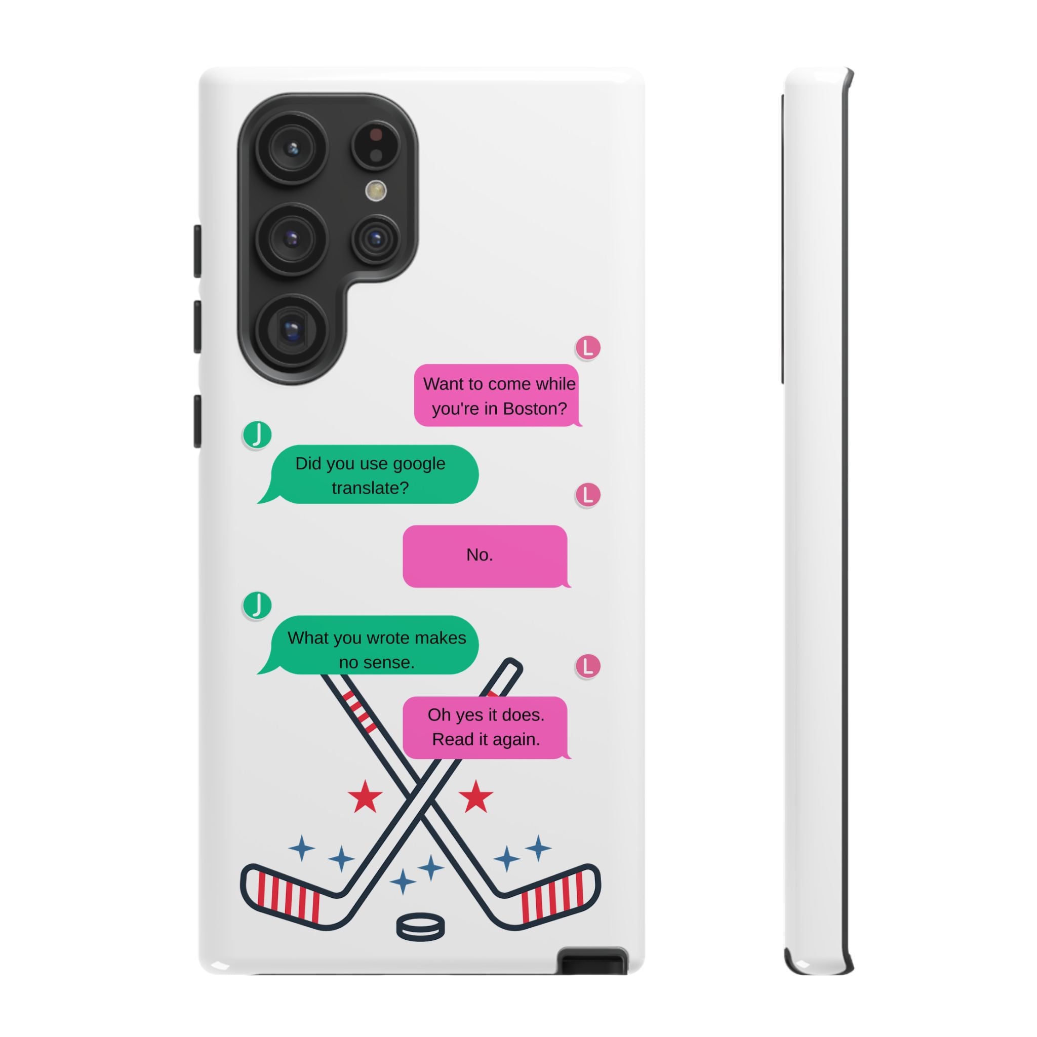 Heated Rivalry Inspired Hockey Text Message iPhone Case Tough Protective Romance Design