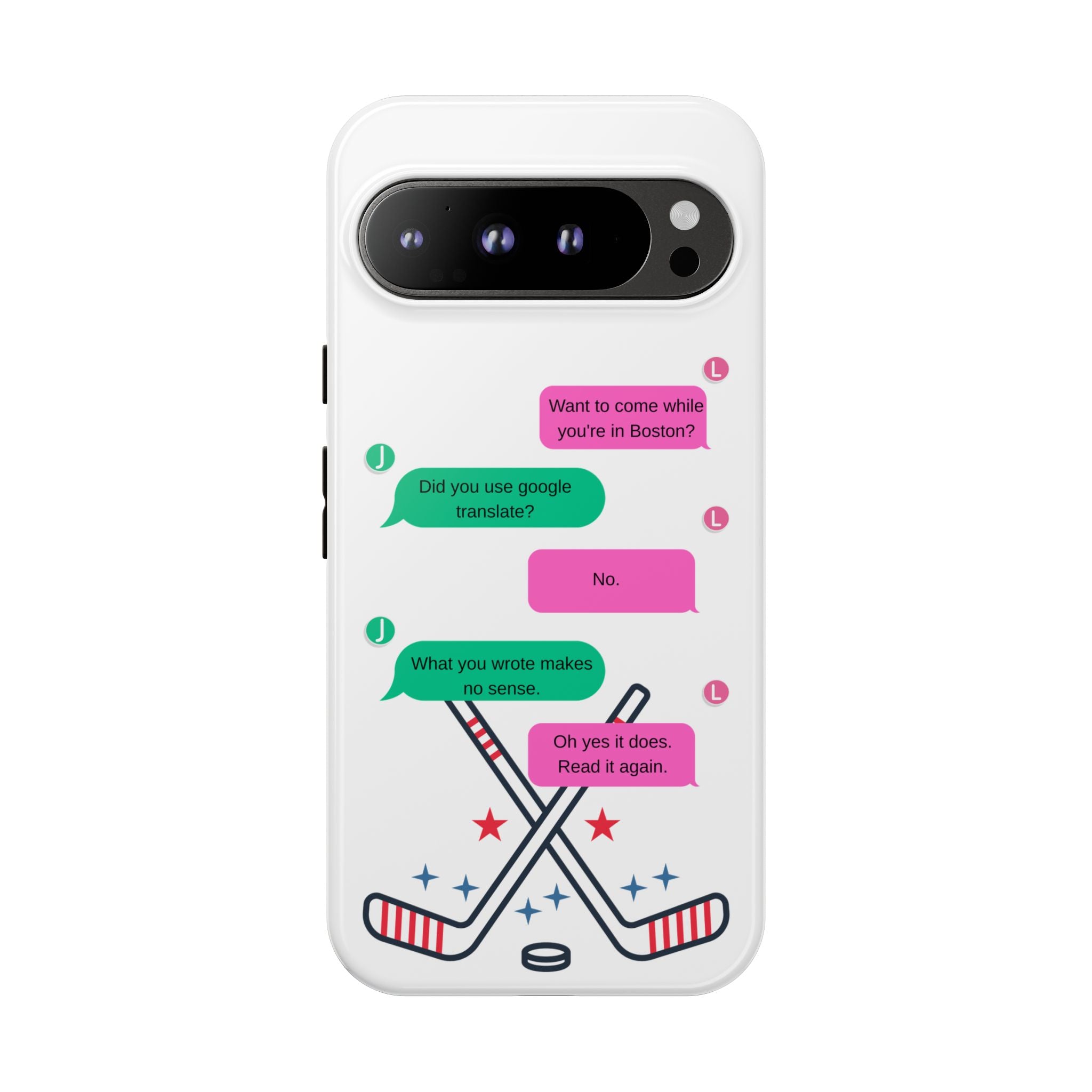 Heated Rivalry Inspired Hockey Text Message iPhone Case Tough Protective Romance Design