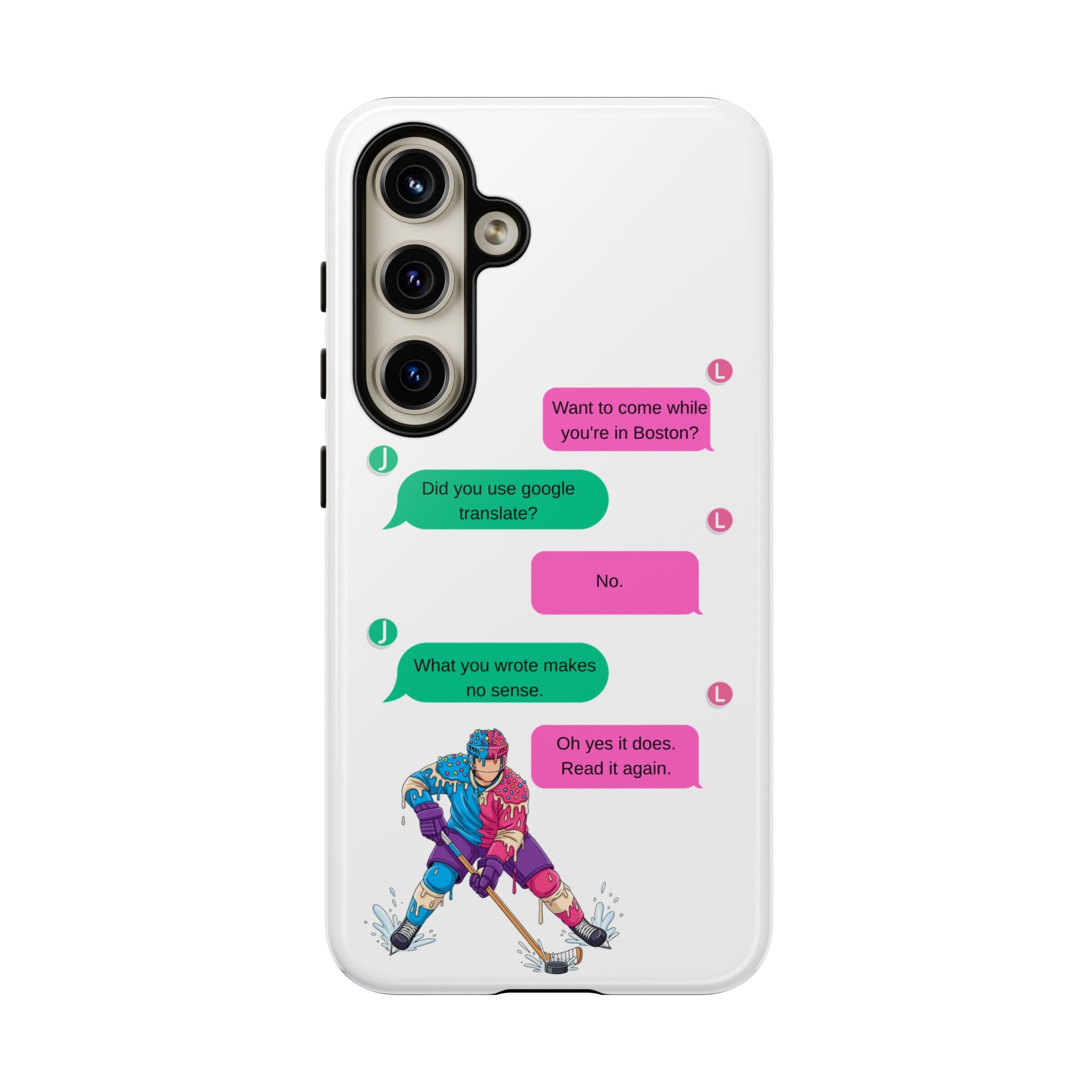 Heated Rivalry Inspired Hockey Text Message iPhone Case Tough Protective Romance Design