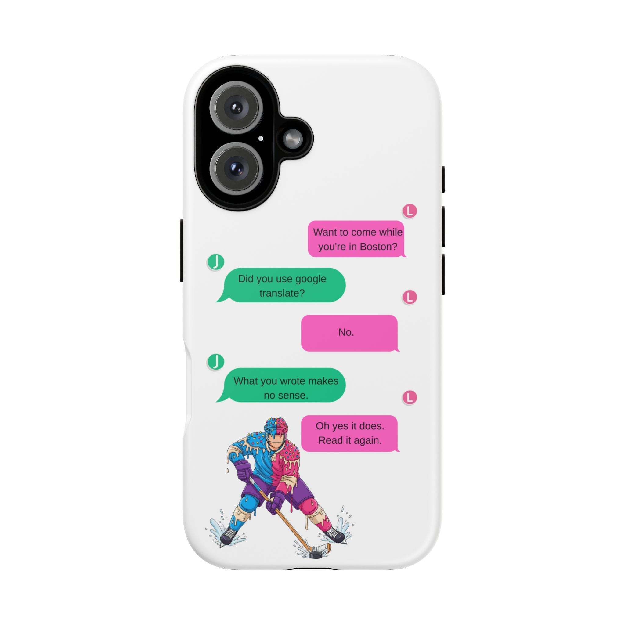 Heated Rivalry Inspired Hockey Text Message iPhone Case Tough Protective Romance Design