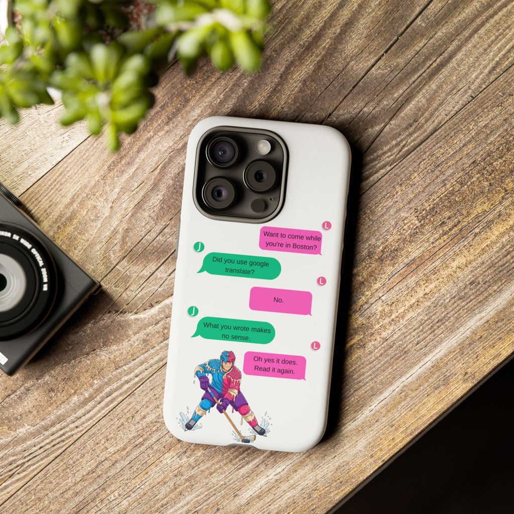 Heated Rivalry Inspired Hockey Text Message iPhone Case Tough Protective Romance Design