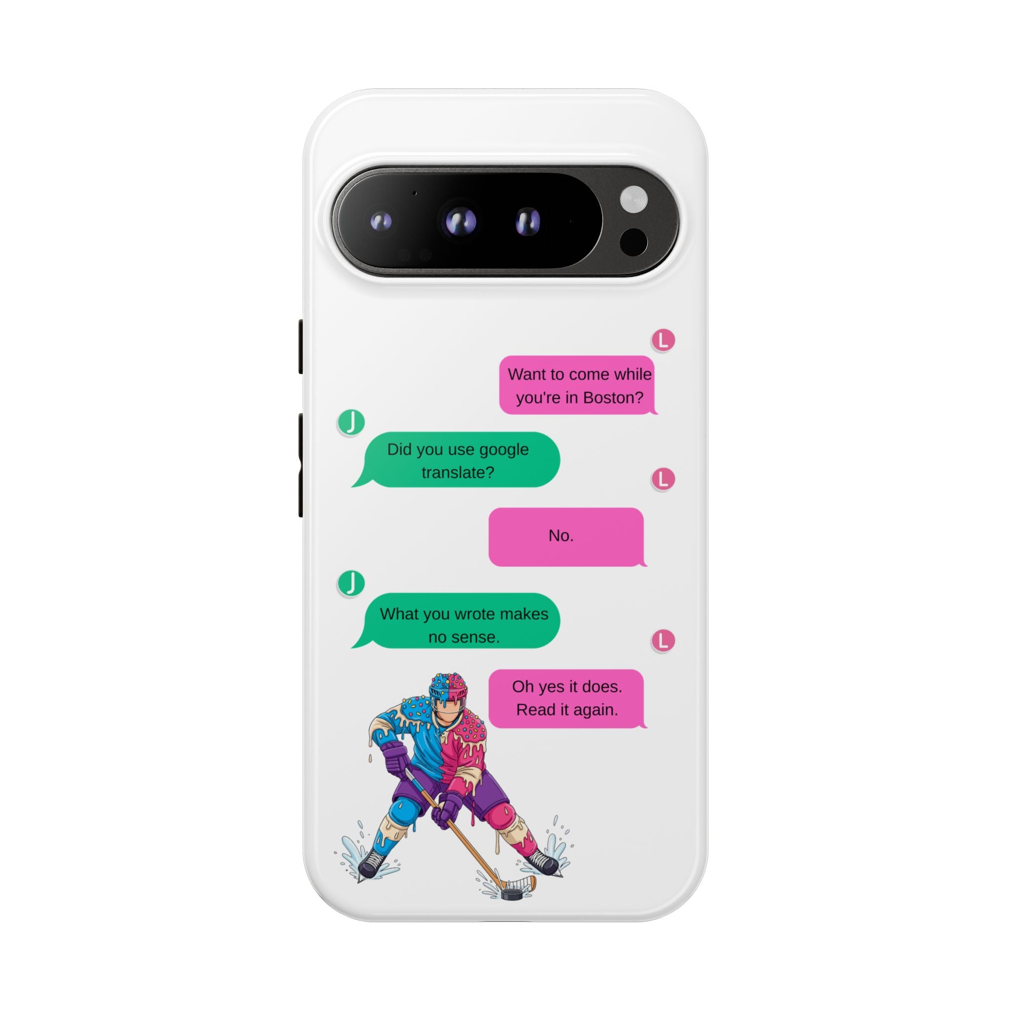Heated Rivalry Inspired Hockey Text Message iPhone Case Tough Protective Romance Design