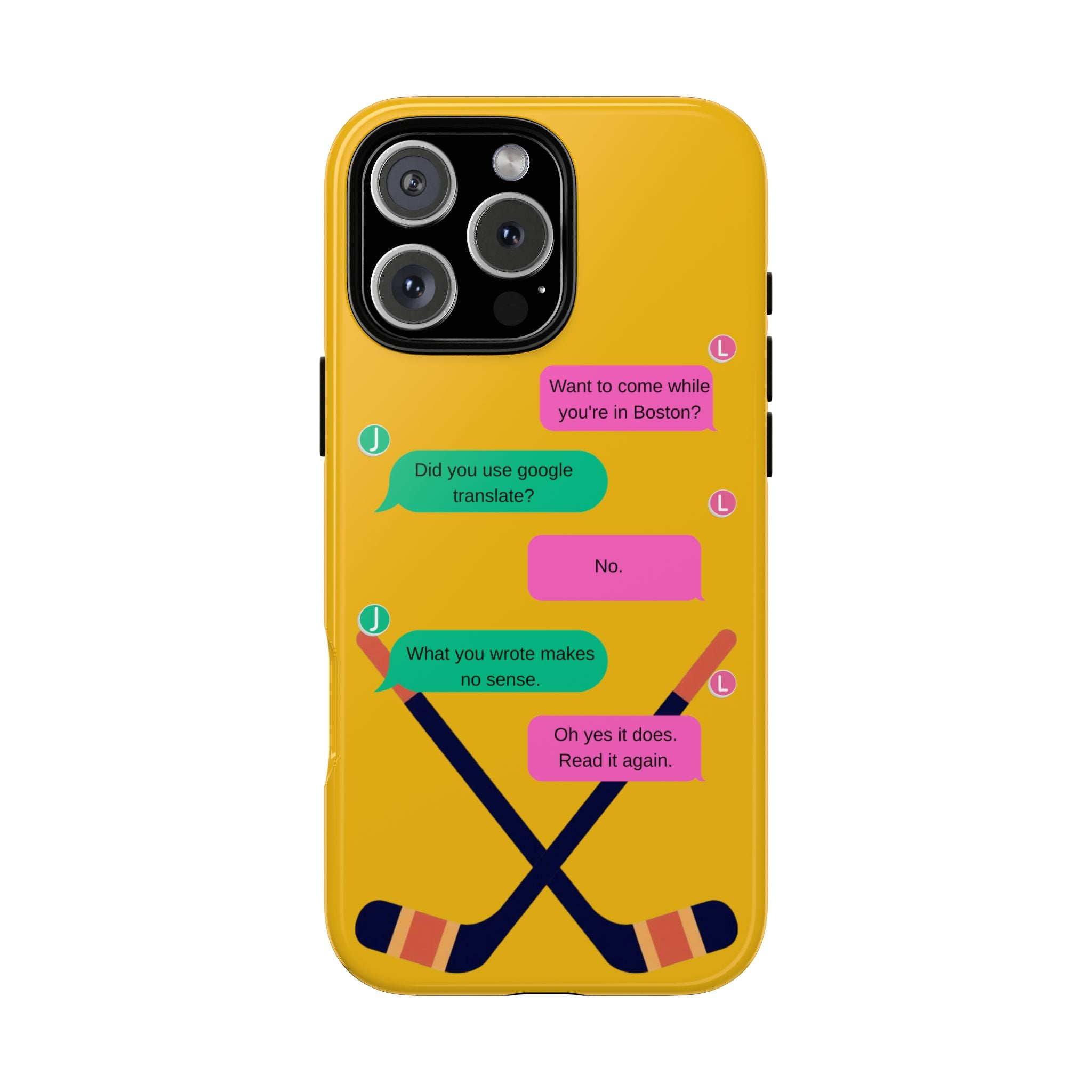Heated Rivalry Inspired Hockey Text Message iPhone Case Tough Protective Romance Design