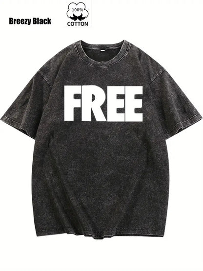Acid Washed "Free" Graphic Men's T-shirt
