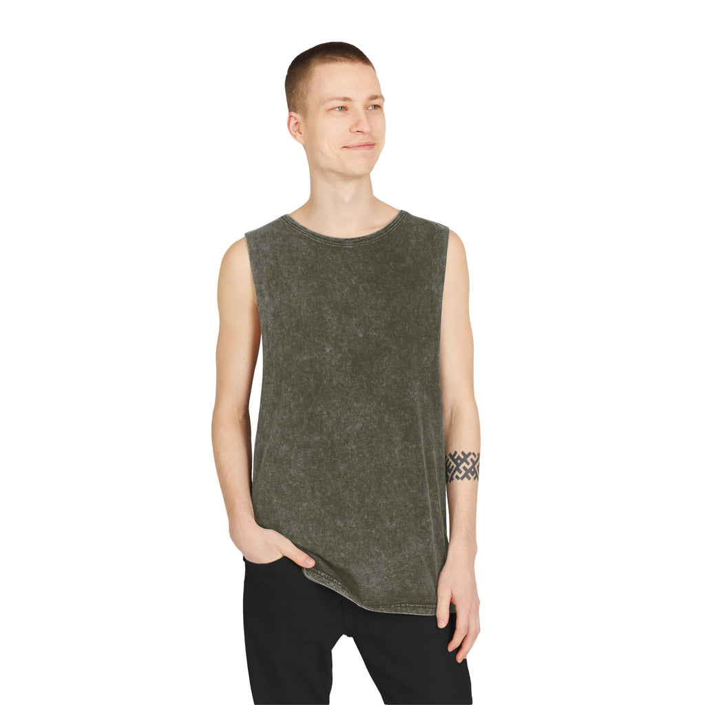 Hockey Romance Fan Tank Top | Neon Rival Puck Graphic | Unisex Stonewash Sleeveless