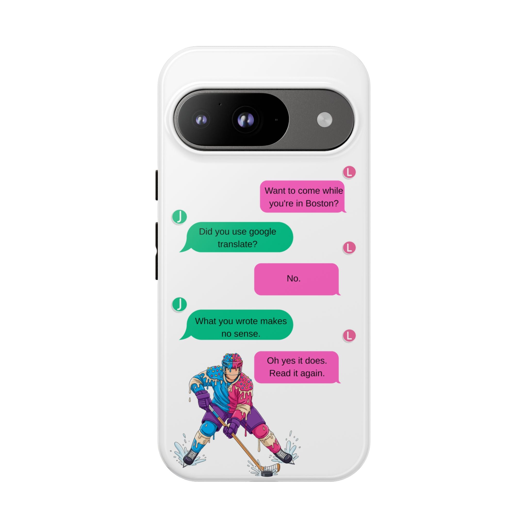Heated Rivalry Inspired Hockey Text Message iPhone Case Tough Protective Romance Design
