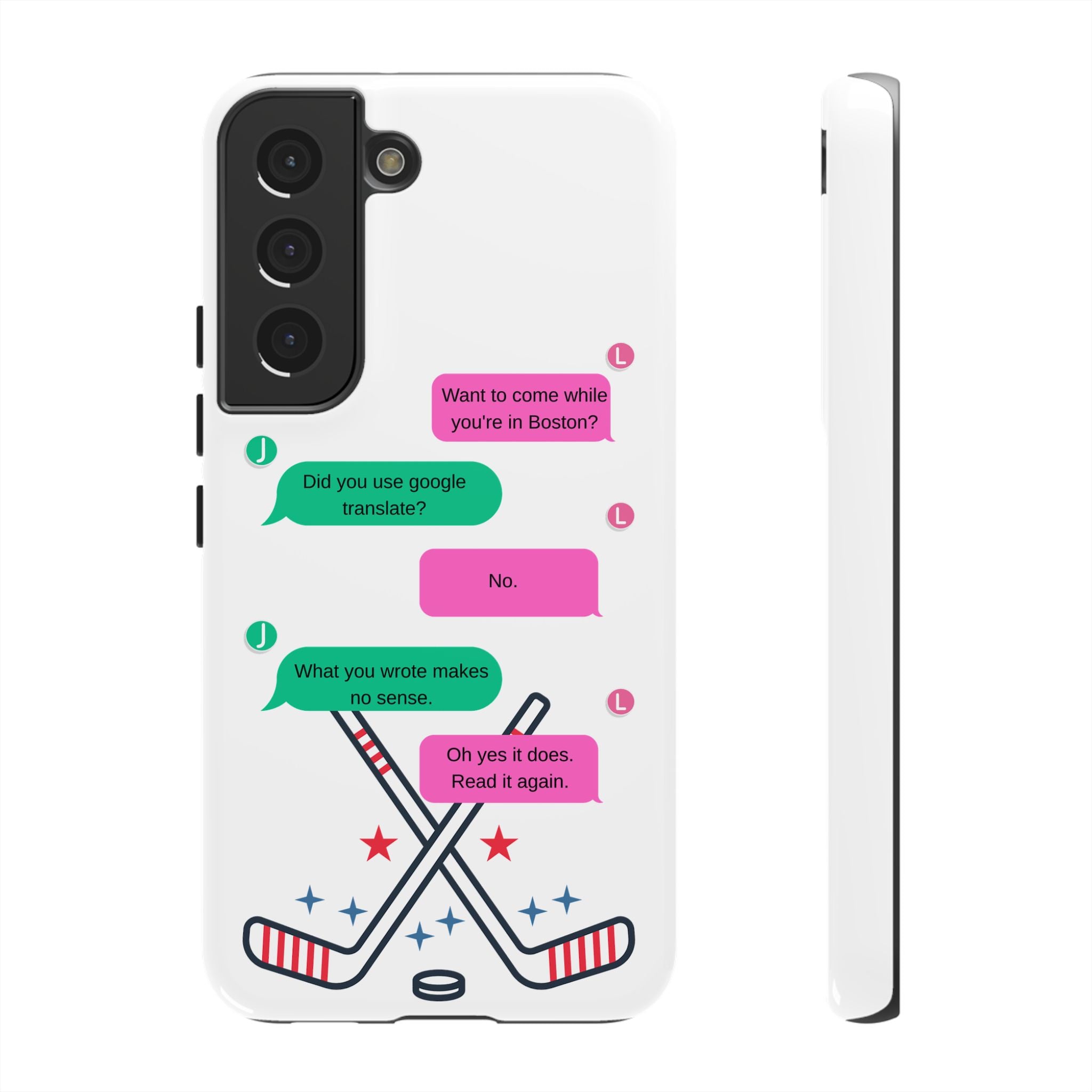 Heated Rivalry Inspired Hockey Text Message iPhone Case Tough Protective Romance Design