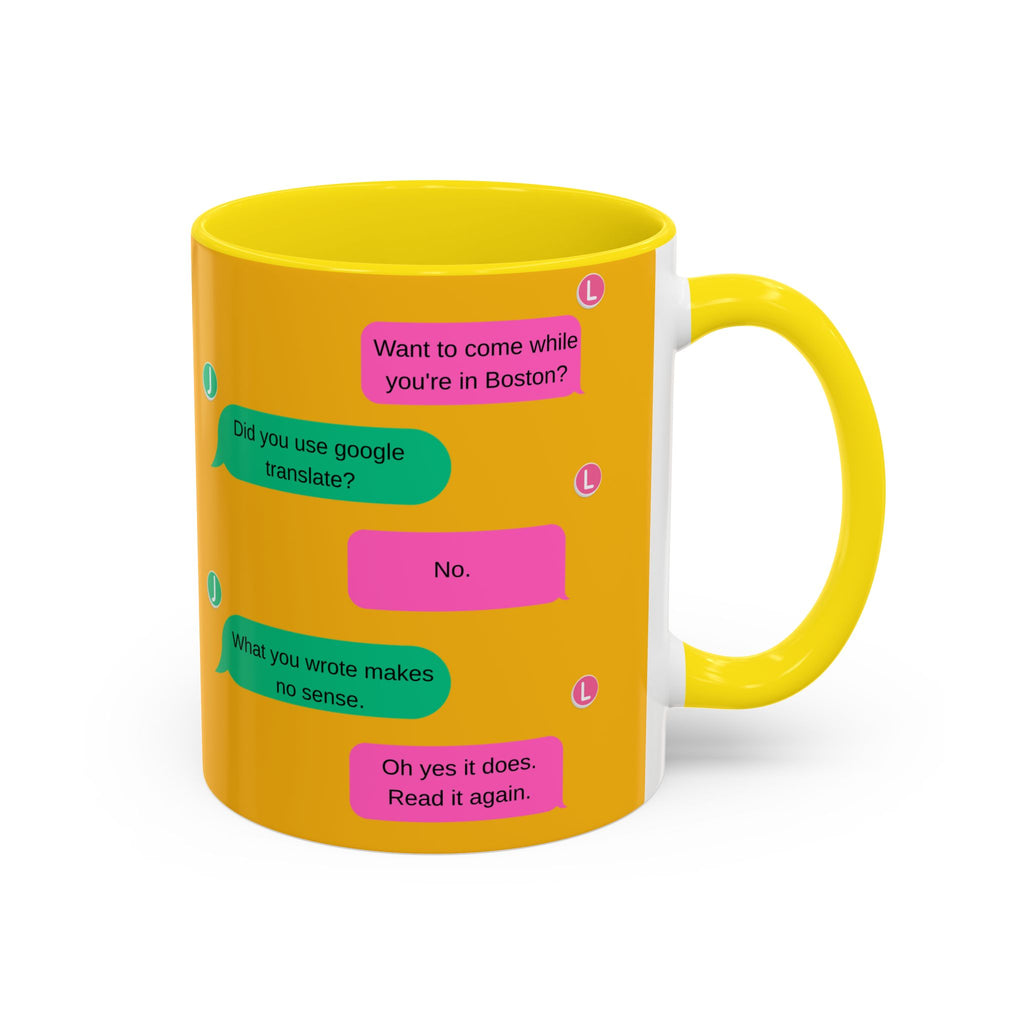 TV Show Inspired Text Message Mug Fandom Coffee Mug Accent Ceramic Cup Gift for Him Gift for Her Funny Dialogue Mug