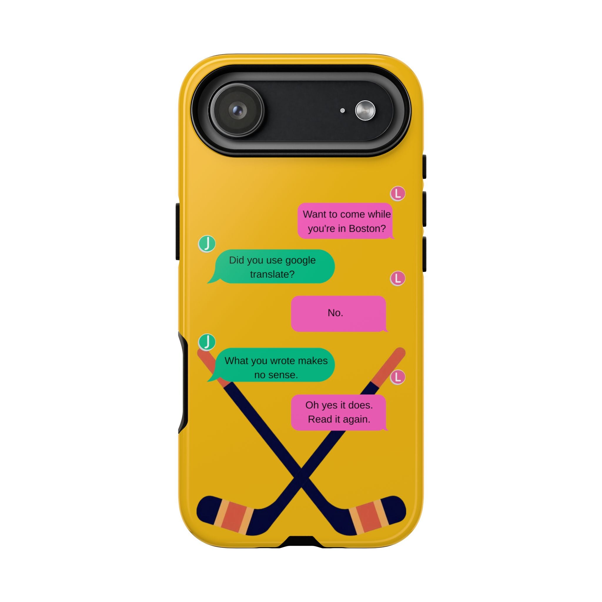 Heated Rivalry Inspired Hockey Text Message iPhone Case Tough Protective Romance Design