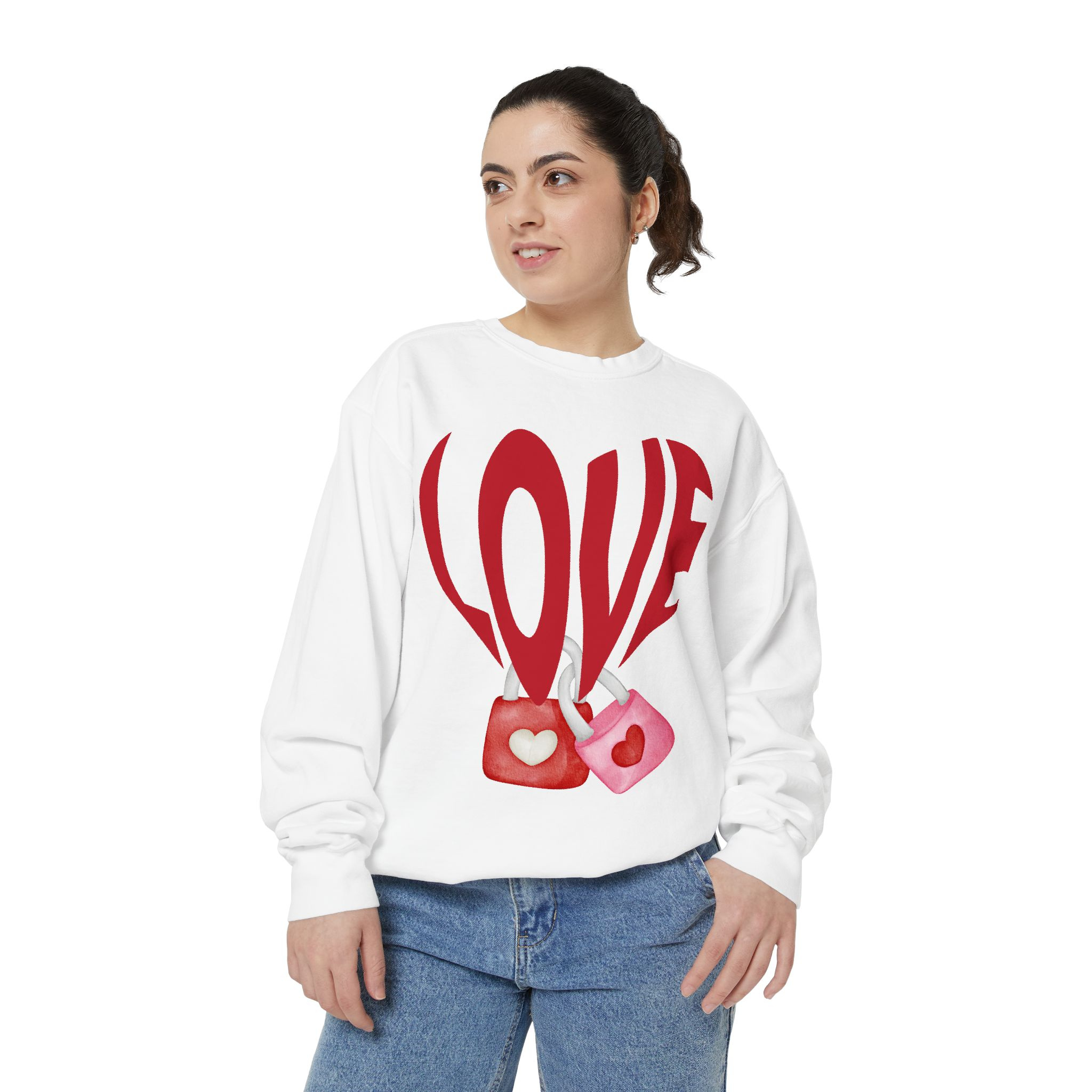 Heart Lollipops LOVE Sweatshirt Valentine s Day Graphic Candy Heart Design Romantic Gift