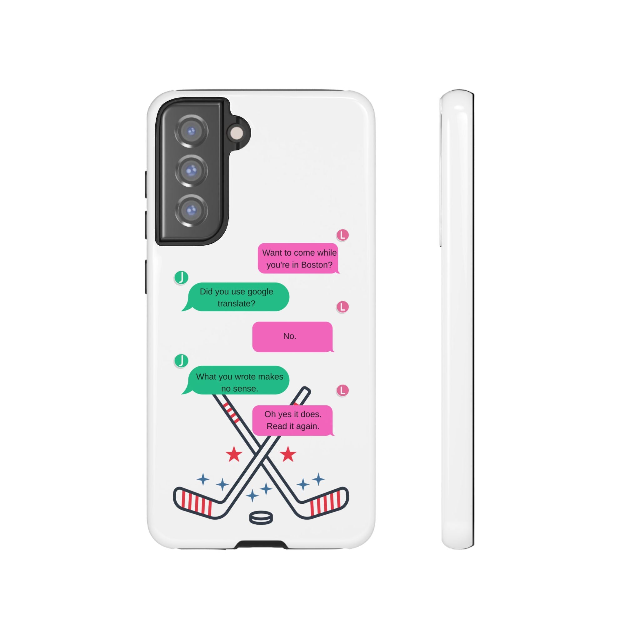 Heated Rivalry Inspired Hockey Text Message iPhone Case Tough Protective Romance Design